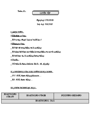 Giáo án Hình học Lớp 6 - Tuần 15 - Năm học 2020-2021