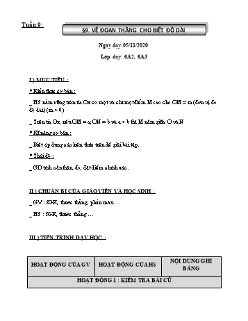 Giáo án Hình học Lớp 6 - Tuần 9 - Năm học 2020-2021