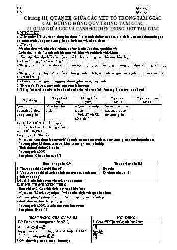Giáo án Hình học Lớp 7 - Chương 3 Giáo án Hình học Lớp 7 - Chương 3