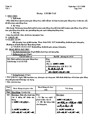 Giáo án Hình học Lớp 7 - Tuần 10 - Năm học 2020-2021
