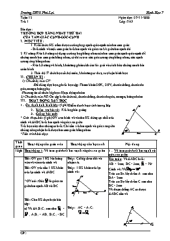 Giáo án Hình học Lớp 7 - Tuần 12 - Trường THCS Phú Lợi - Năm học 2020-2021