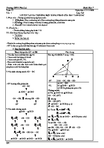 Giáo án Hình học Lớp 7 - Tuần 15 - Trường THCS Phú Lợi - Năm học 2020-2021