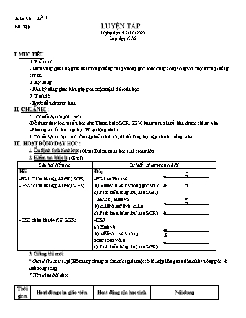 Giáo án Hình học Lớp 7 - Tuần 6 - Năm học 2020-2021