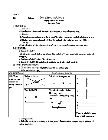Giáo án Hình học Lớp 7 - Tuần 7 - Năm học 2020-2021