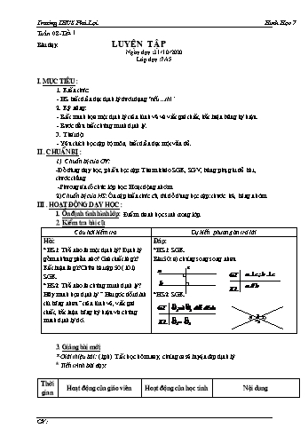 Giáo án Hình học Lớp 7 - Tuần 8 - Trường THCS Phú Lợi - Năm học 2020-2021