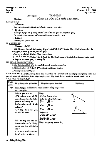 Giáo án Hình học Lớp 7 - Tuần 9 - Trường THCS Phú Lợi - Năm học 2020-2021