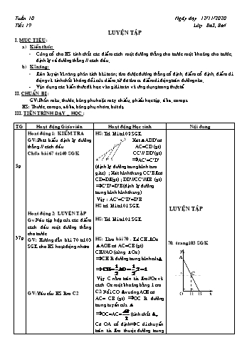 Giáo án Hình học Lớp 8 - Tuần 10 - Năm học 2020-2021