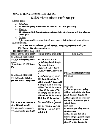 Giáo án Hình học Lớp 8 - Tuần 13 - Năm học 2020-2021