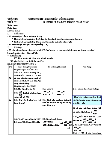 Giáo án Hình học Lớp 8 - Tuần 19