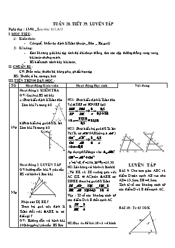 Giáo án Hình học Lớp 8 - Tuần 20