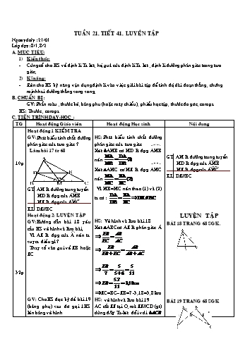 Giáo án Hình học Lớp 8 - Tuần 21