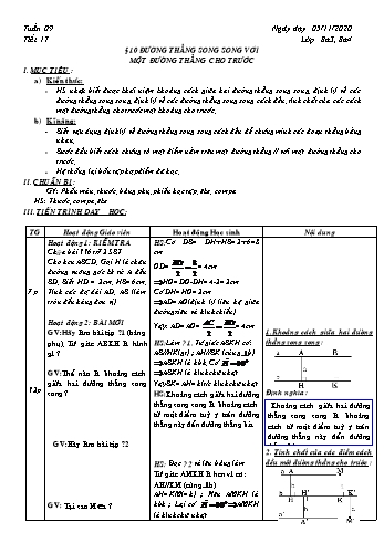 Giáo án Hình học Lớp 8 - Tuần 9 - Năm học 2020-2021