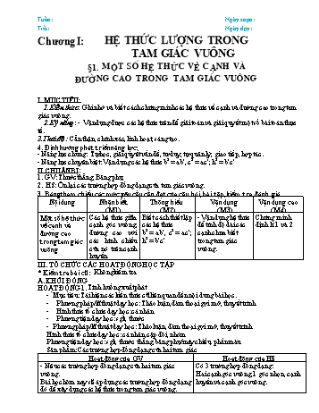 Giáo án Hình học Lớp 9 - Chương 1 Giáo án Hình học Lớp 9 - Chương 1