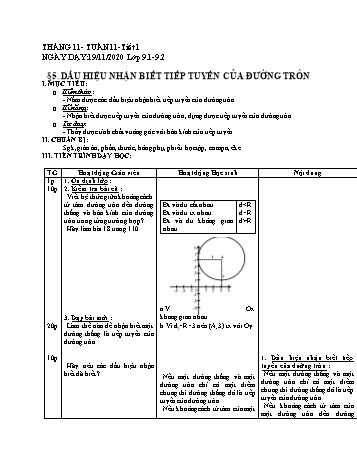 Giáo án Hình học Lớp 9 - Tuần 11 - Năm học 2020-2021