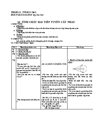 Giáo án Hình học Lớp 9 - Tuần 12 - Năm học 2020-2021