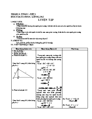 Giáo án Hình học Lớp 9 - Tuần 2 - Năm học 2020-2021