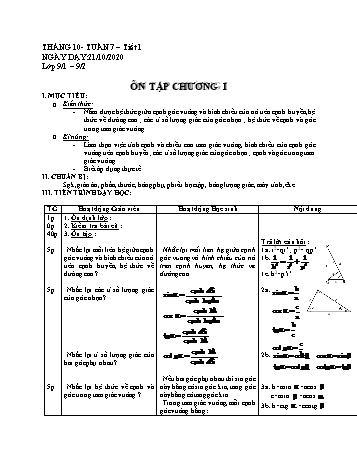 Giáo án Hình học Lớp 9 - Tuần 7 - Năm học 2020-2021
