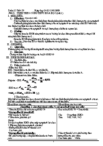 Giáo án Hóa học Lớp 8 - Tuần 15 - Năm học 2020-2021