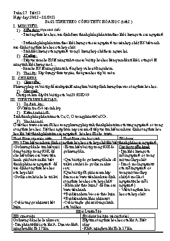Giáo án Hóa học Lớp 8 - Tuần 17 - Năm học 2020-2021