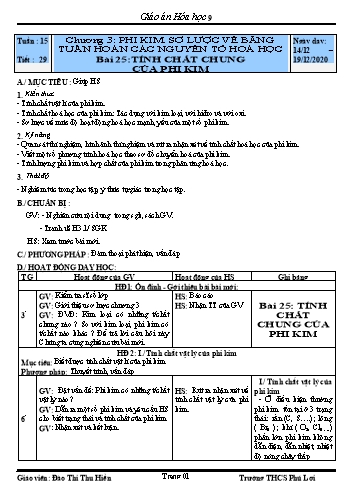 Giáo án Hóa học Lớp 9 - Tuần 15 - Năm học 2020-2021