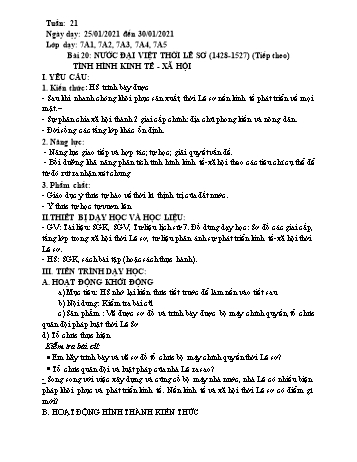 Giáo án Lịch sử Khối 7 - Tuần 21 - Năm học 2020-2021