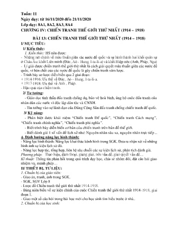 Giáo án Lịch sử Khối 8 - Tuần 11 - Năm học 2020-2021