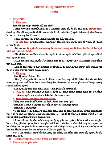 Giáo án Lịch sử Lớp 11 - Chủ đề: Xã hội nguyên thủy