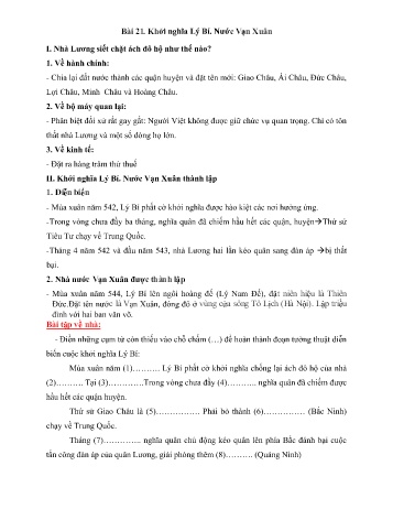 Giáo án Lịch sử Lớp 6 - Bài 21: Khởi nghĩa Lý Bí. Nước Vạn Xuân