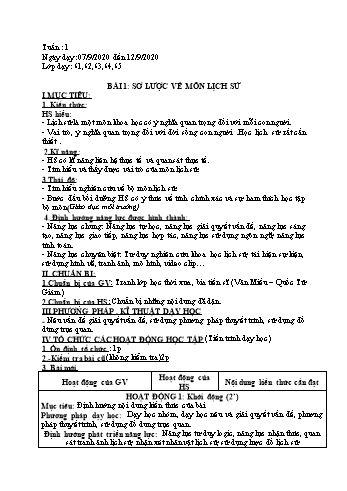 Giáo án Lịch sử Lớp 6 - Tuần 1 - Năm học 2020-2021