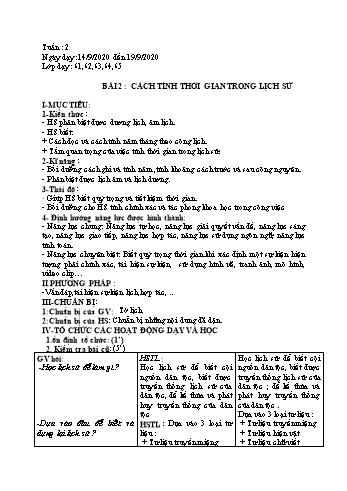Giáo án Lịch sử Lớp 6 - Tuần 2 - Năm học 2020-2021