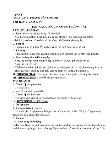 Giáo án Lịch sử Lớp 6 - Tuần 6 - Năm học 2020-2021