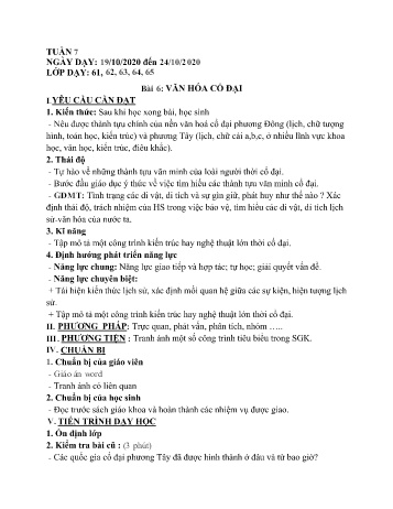 Giáo án Lịch sử Lớp 6 - Tuần 7 - Năm học 2020-2021