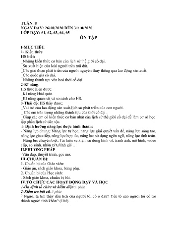Giáo án Lịch sử Lớp 6 - Tuần 8 - Năm học 2020-2021