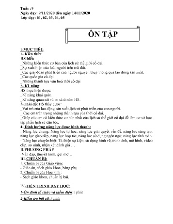 Giáo án Lịch sử Lớp 6 - Tuần 9 - Năm học 2020-2021