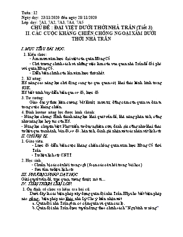 Giáo án Lịch sử Lớp 7 - Tuần 12 (Tiết 2) - Năm học 2020-2021