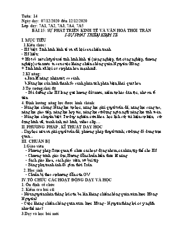 Giáo án Lịch sử Lớp 7 - Tuần 14 (Tiết 2) - Năm học 2020-2021