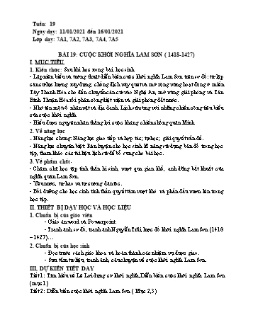 Giáo án Lịch sử Lớp 7 - Tuần 19 - Năm học 2020-2021