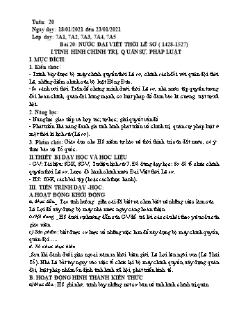 Giáo án Lịch sử Lớp 7 - Tuần 20 - Năm học 2020-2021