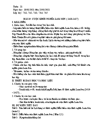 Giáo án Lịch sử Lớp 7 - Tuần 21 - Năm học 2020-2021