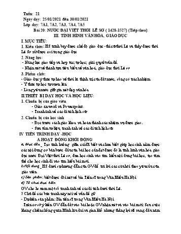 Giáo án Lịch sử Lớp 7 - Tuần 21 (Tiết 2) - Năm học 2020-2021