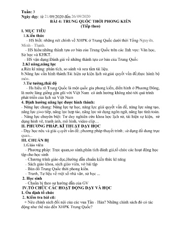 Giáo án Lịch sử Lớp 7 - Tuần 3 - Năm học 2020-2021