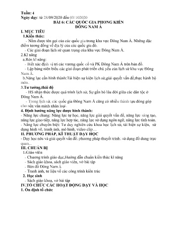 Giáo án Lịch sử Lớp 7 - Tuần 4 - Năm học 2020-2021