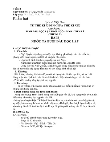 Giáo án Lịch sử Lớp 7 - Tuần 6 (Tiết 1) - Năm học 2020-2021