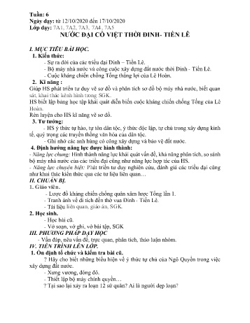 Giáo án Lịch sử Lớp 7 - Tuần 6 (Tiết 2) - Năm học 2020-2021