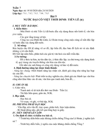 Giáo án Lịch sử Lớp 7 - Tuần 7 (Tiết 1) - Năm học 2020-2021