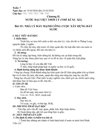 Giáo án Lịch sử Lớp 7 - Tuần 7 (Tiết 2) - Năm học 2020-2021