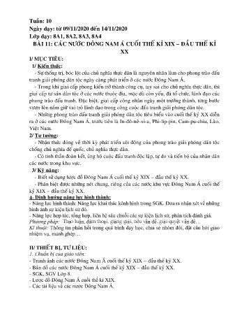 Giáo án Lịch sử Lớp 8 - Tuần 10 - Năm học 2020-2021