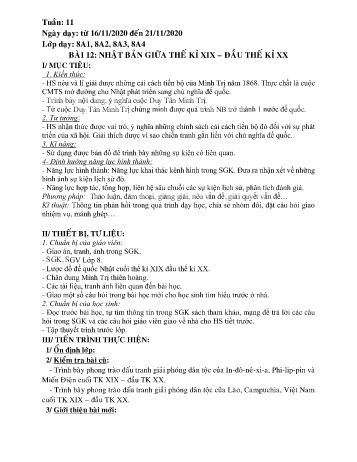 Giáo án Lịch sử Lớp 8 - Tuần 11 - Năm học 2020-2021