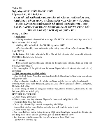 Giáo án Lịch sử Lớp 8 - Tuần 12 - Năm học 2020-2021