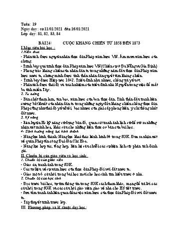 Giáo án Lịch sử Lớp 8 - Tuần 19 - Năm học 2020-2021